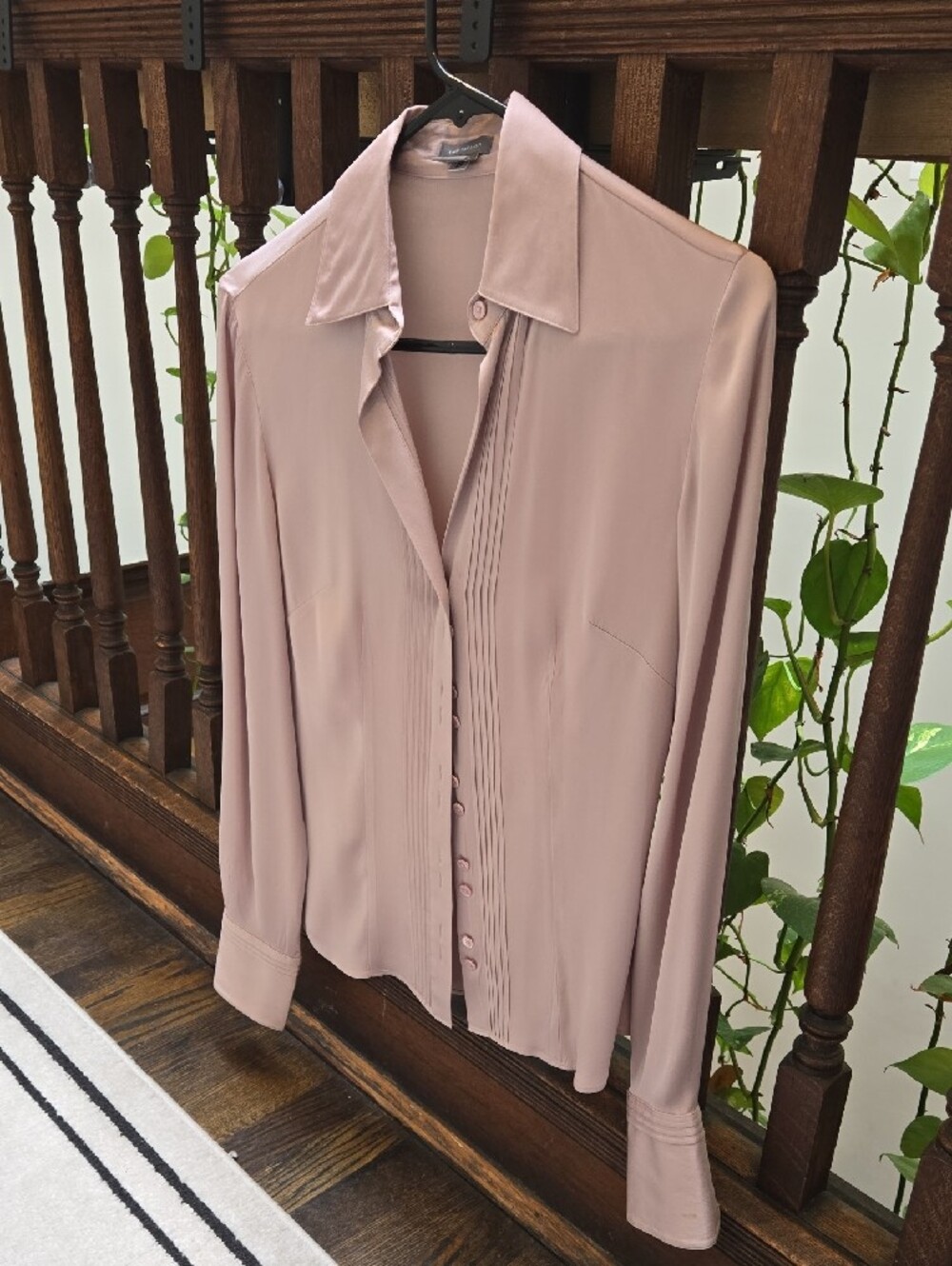 Silk Ann Taylor Soft Lavender Pleated Front Button-Down Shirt